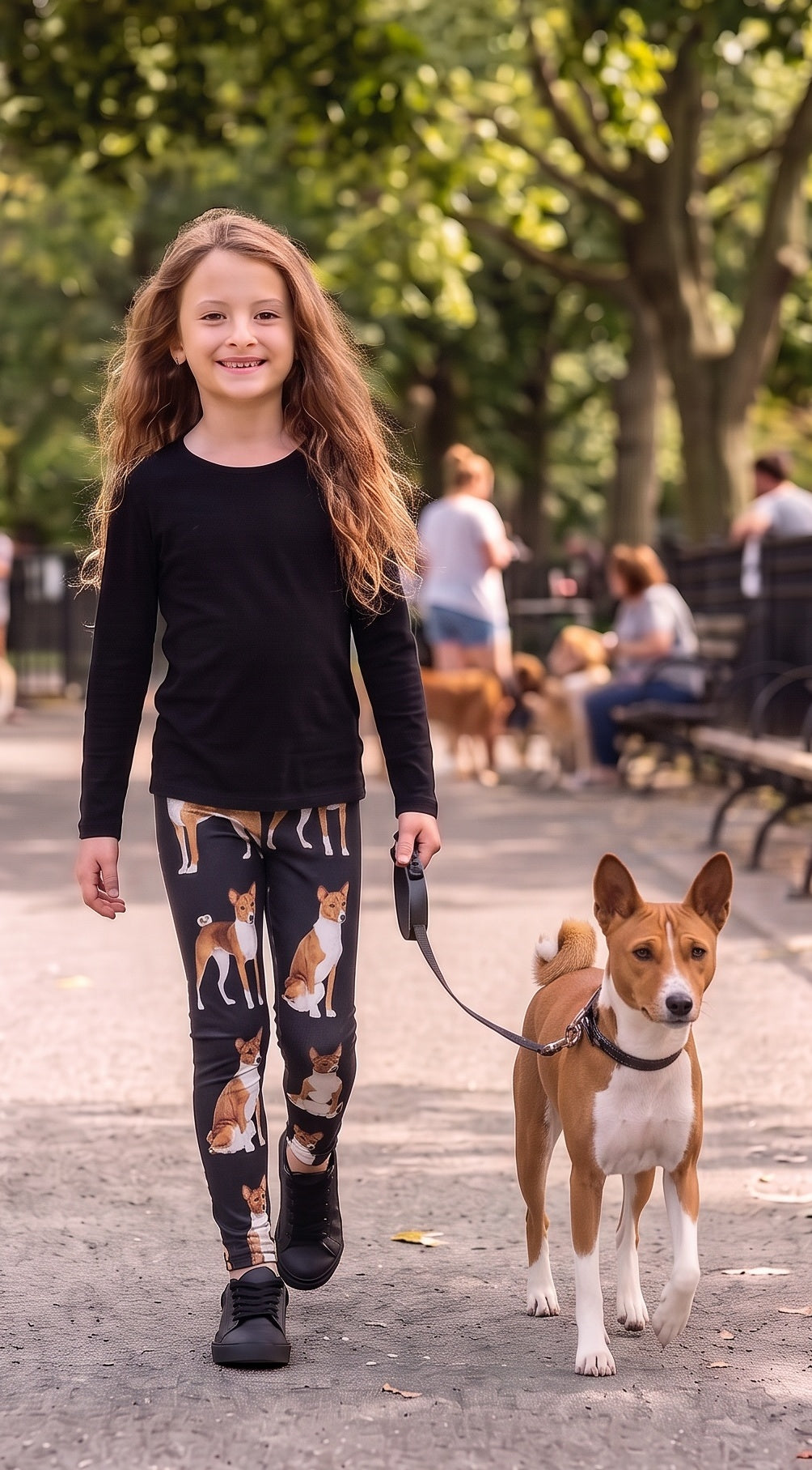 Basenji Print Girls Leggings front