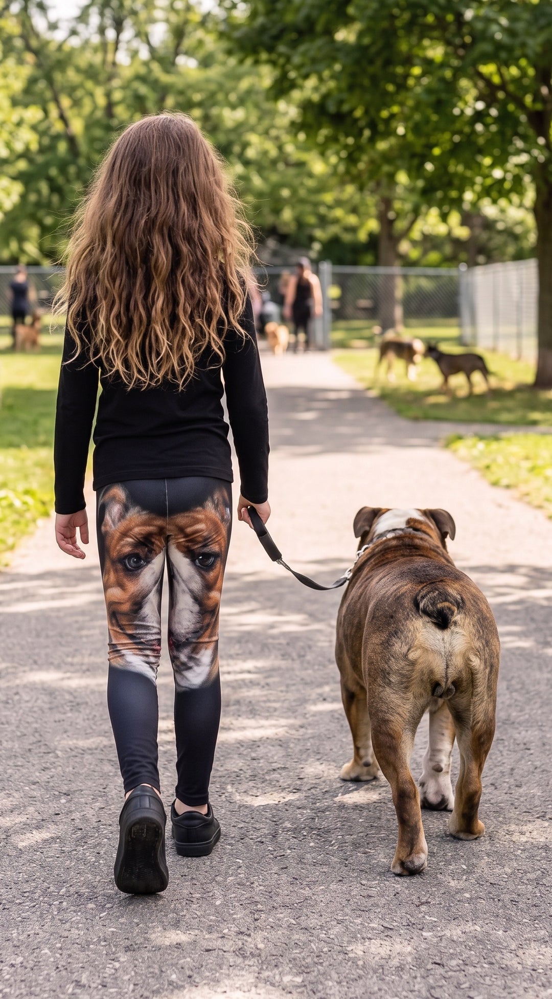 Playful Bulldog Print Girls Leggings back
