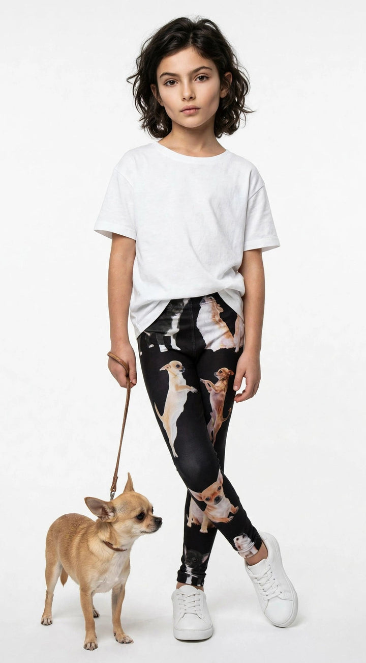 Kid's Chihuahua Print Adjustable Leggings