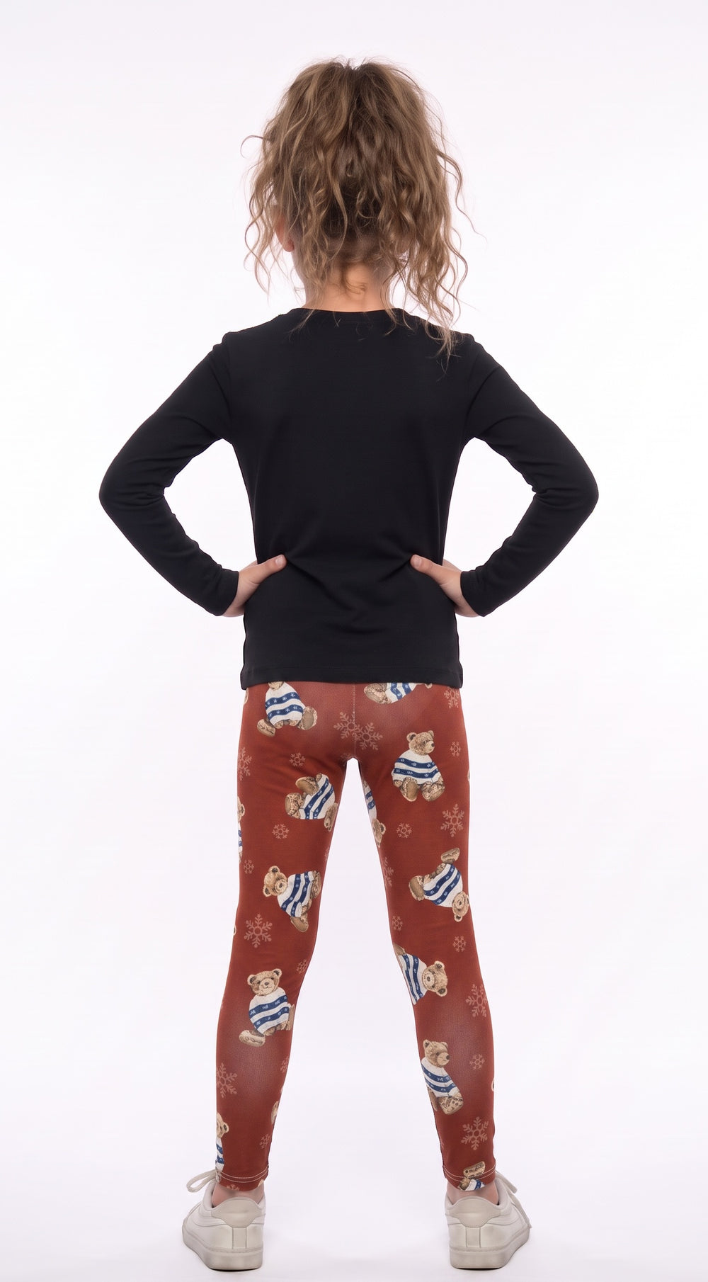 Christmas Bear Print Girls Leggings back