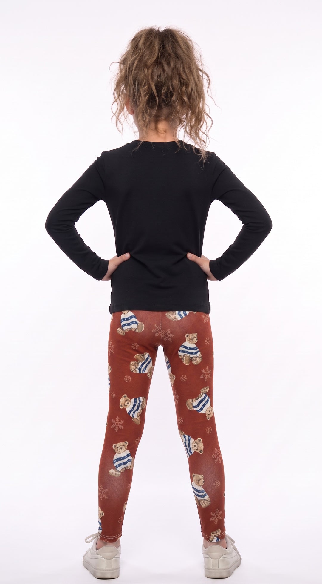Christmas Bear Print Girls Leggings back