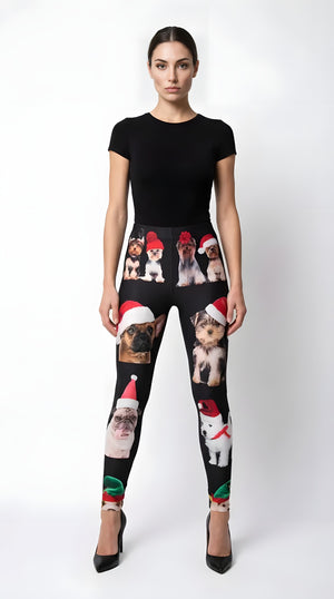 Christmas Puppies Print Women's Leggings