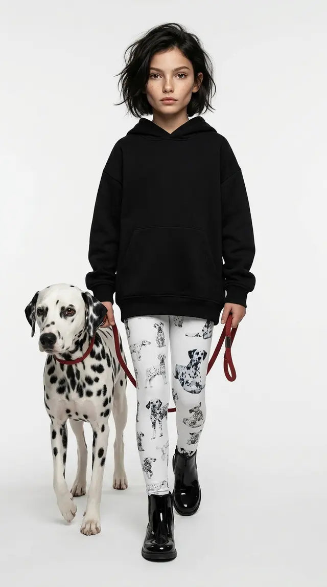 Dalmatian Dog Print Kids Leggings – Adjustable Waistband