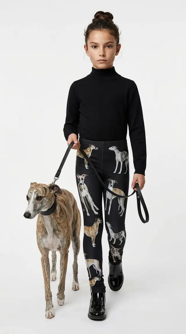 Whippet Print Kids Leggings – Adjustable Waistband