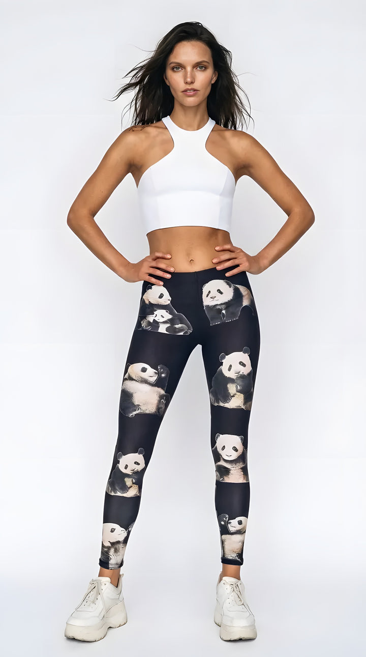 Model wearing panda Bear Print Leggings