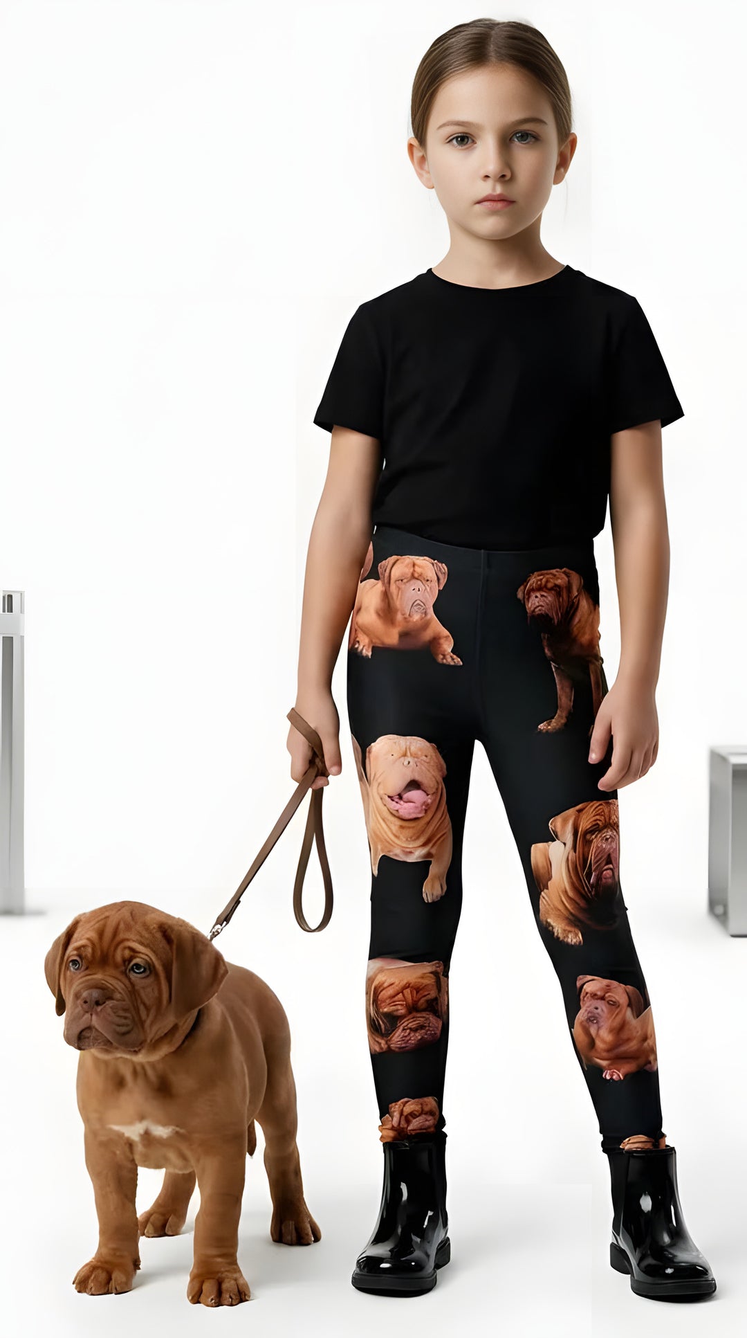 Dogue de Bordeaux print girls leggings