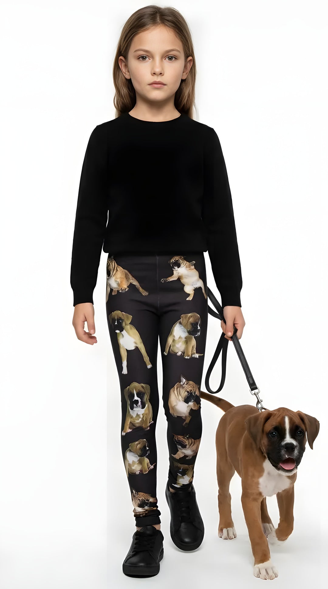 Boxer print girls leggings