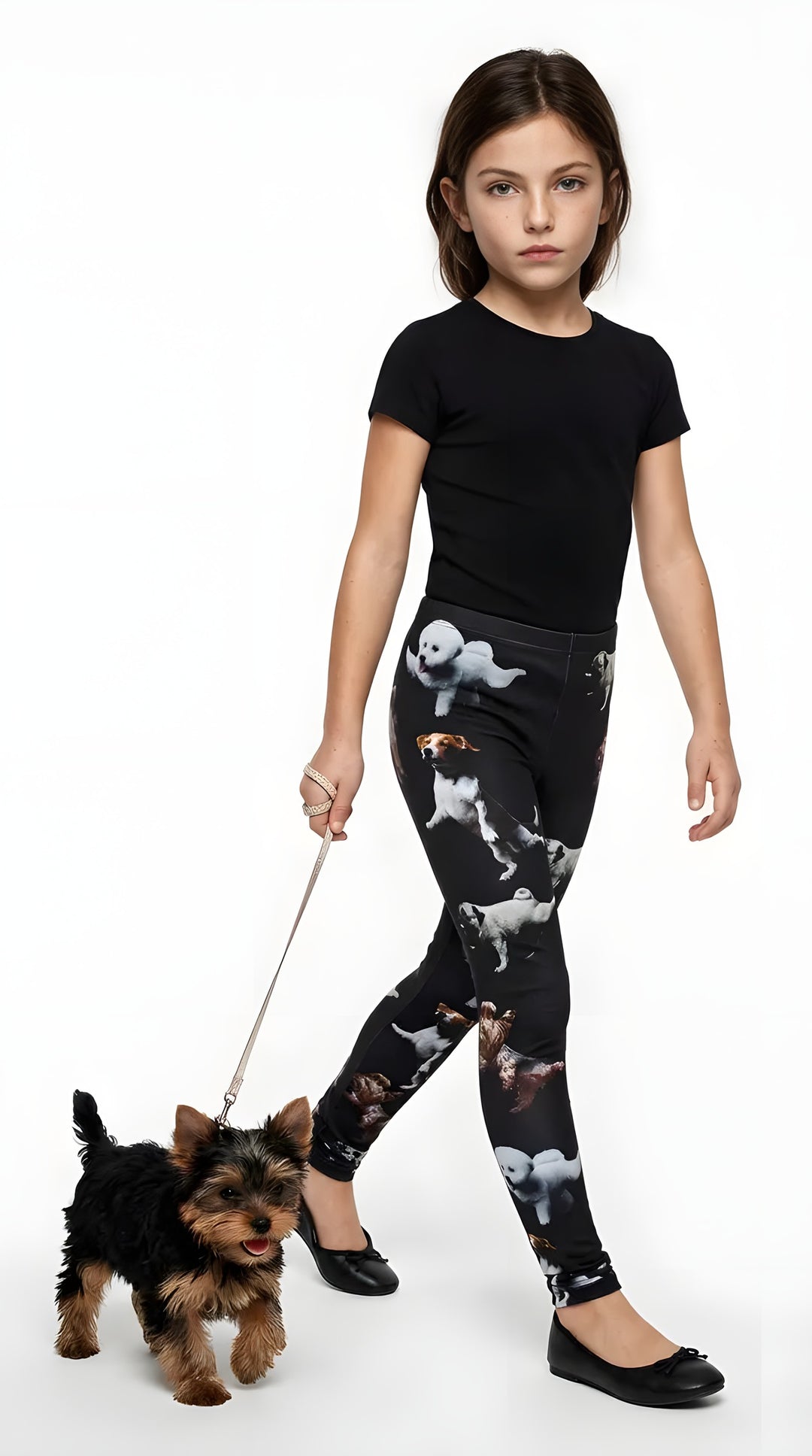 Playful Dog print girls leggings