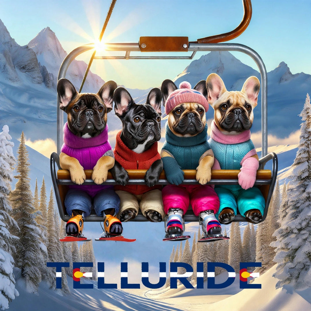 French Bulldogs Chairlift Telluride Magnet