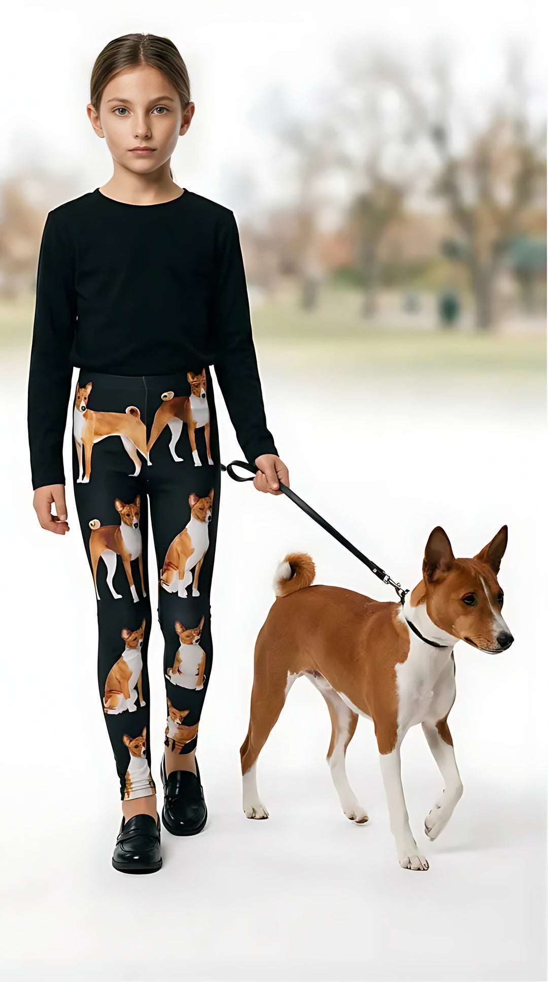 Basenji print girls leggings