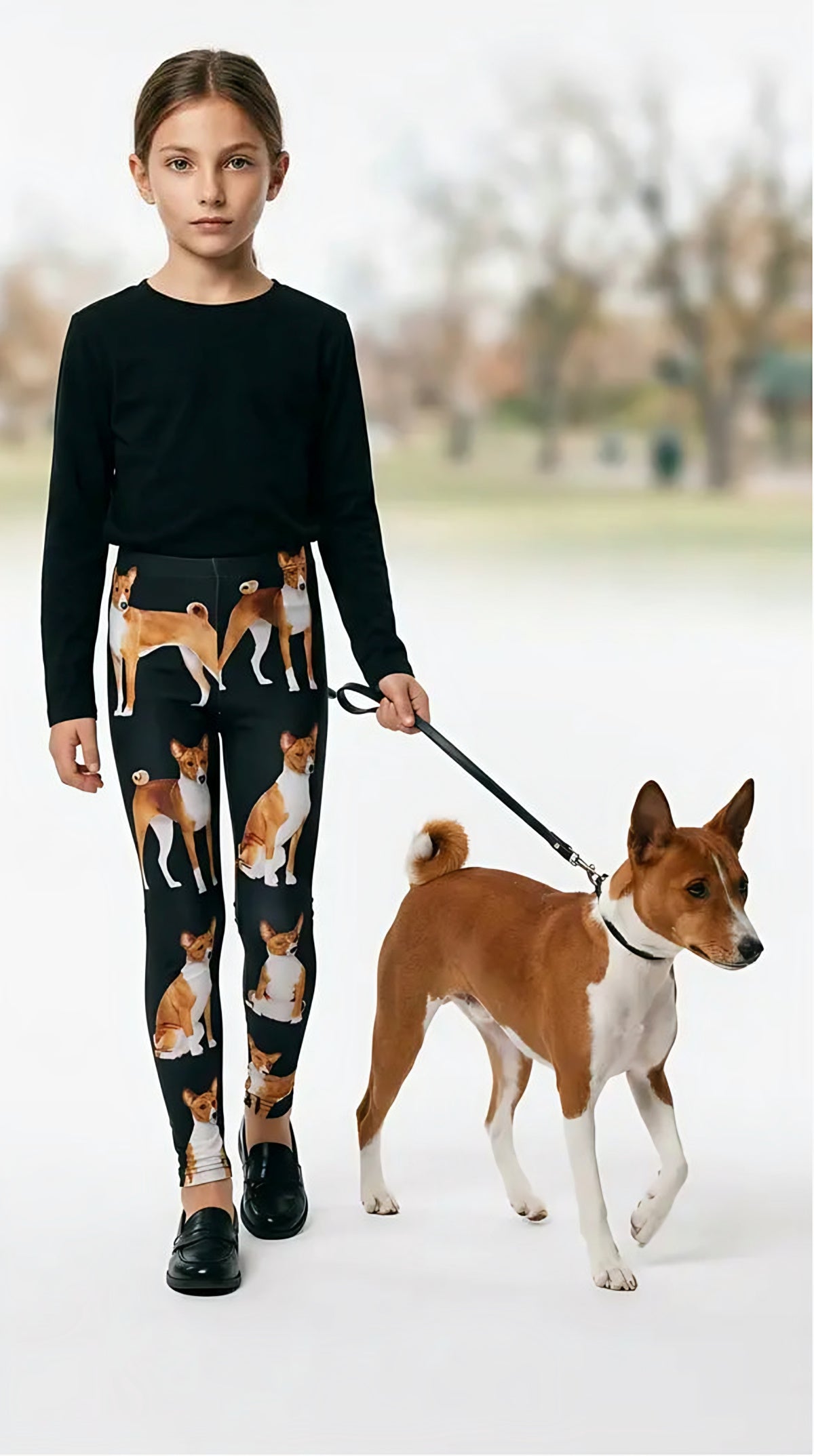 Basenji print girls leggings