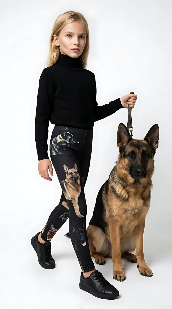 German Shepherd print girls leggings