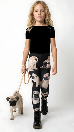 Pug Puppy print girls leggings
