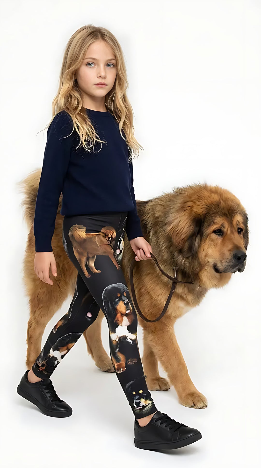 Tibetan Mastiff print girls leggings