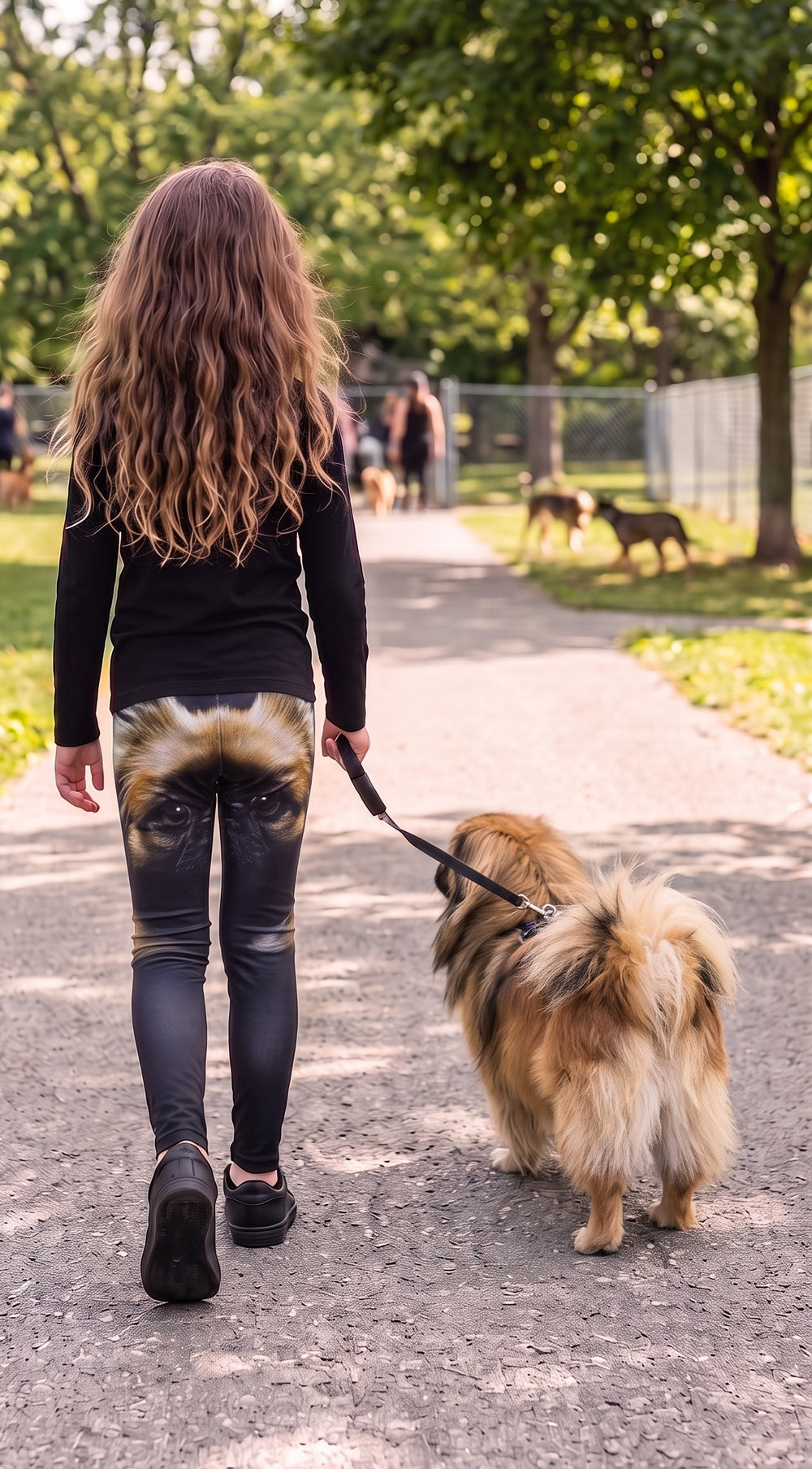 Pekingese Dog Print Girls Leggings back