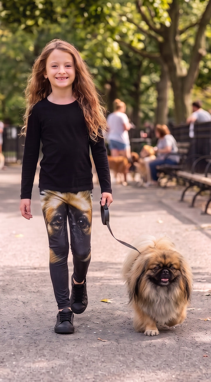 Pekingese Dog Print Girls Leggings front
