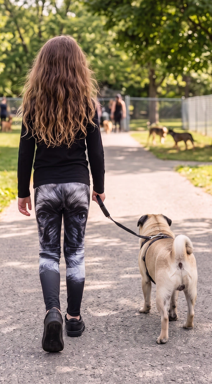 Pug Print Girls Leggings back