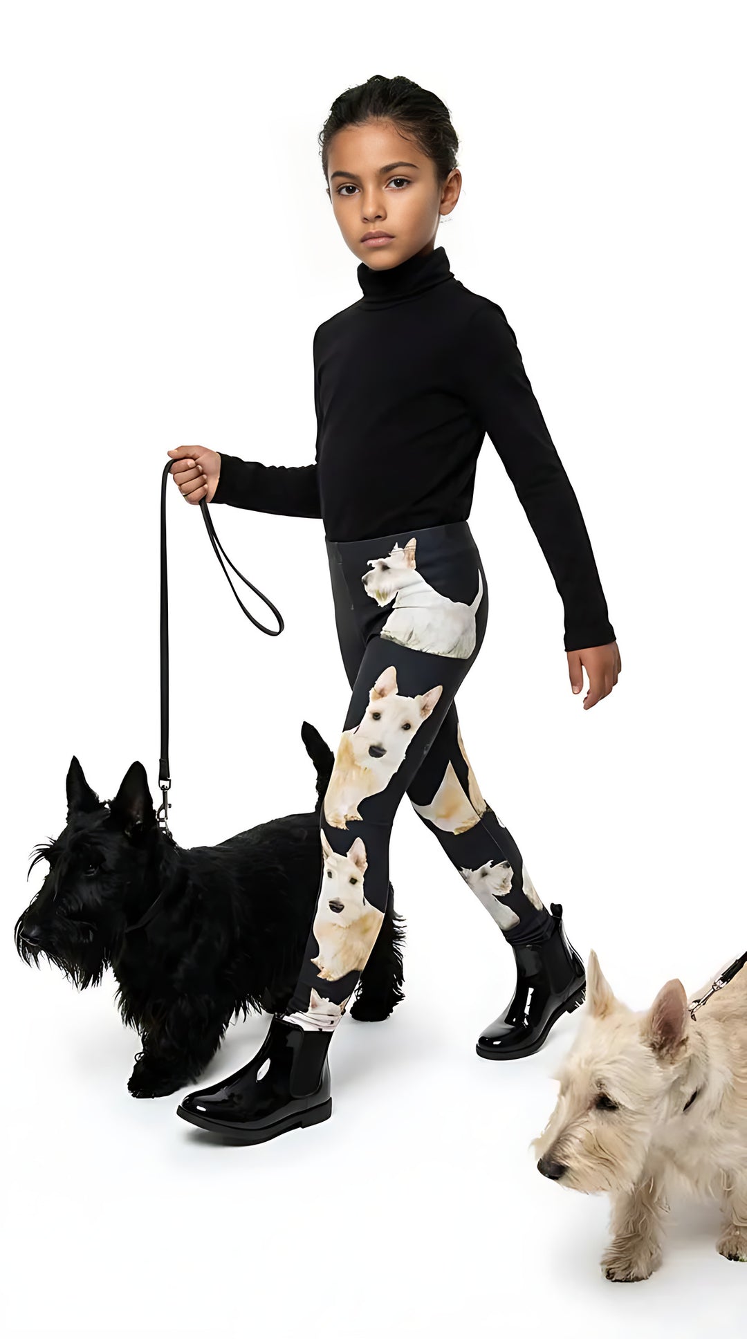 Scottish Terrier print girls leggings