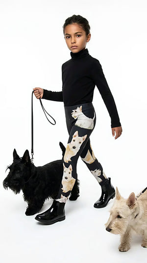 Scottish Terrier print girls leggings