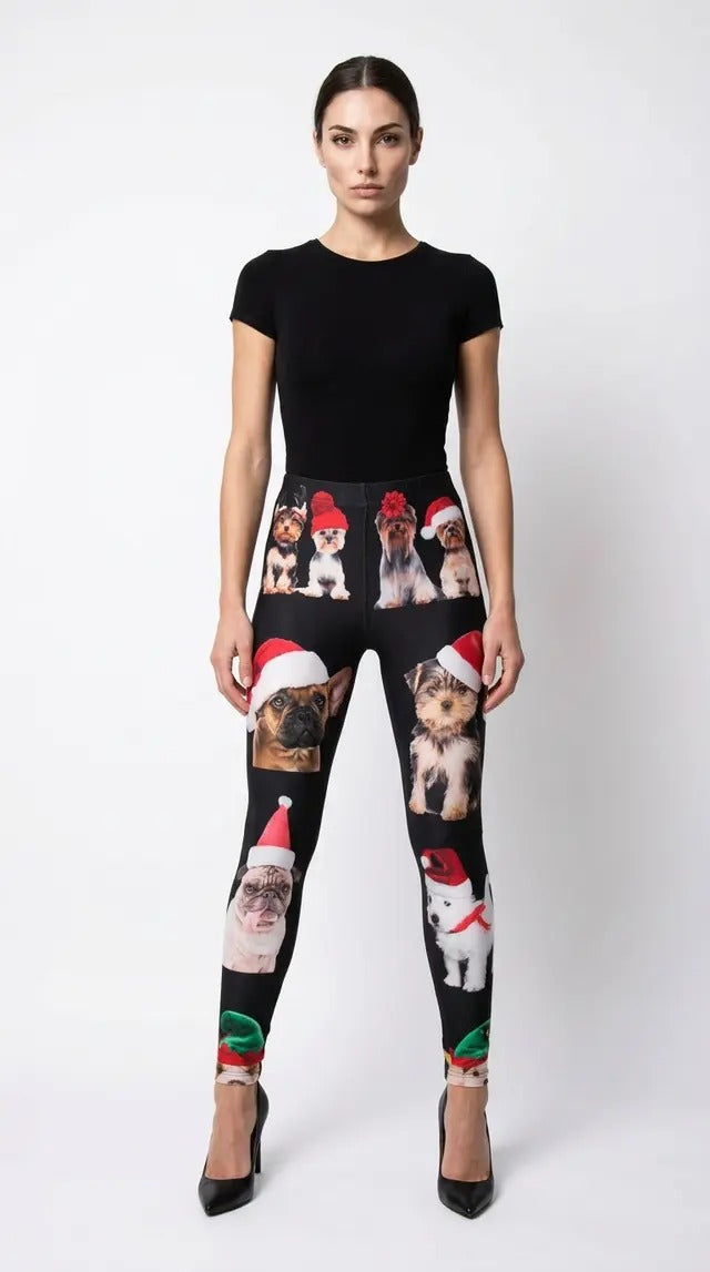 Christmas Puppies Print Women's Leggings