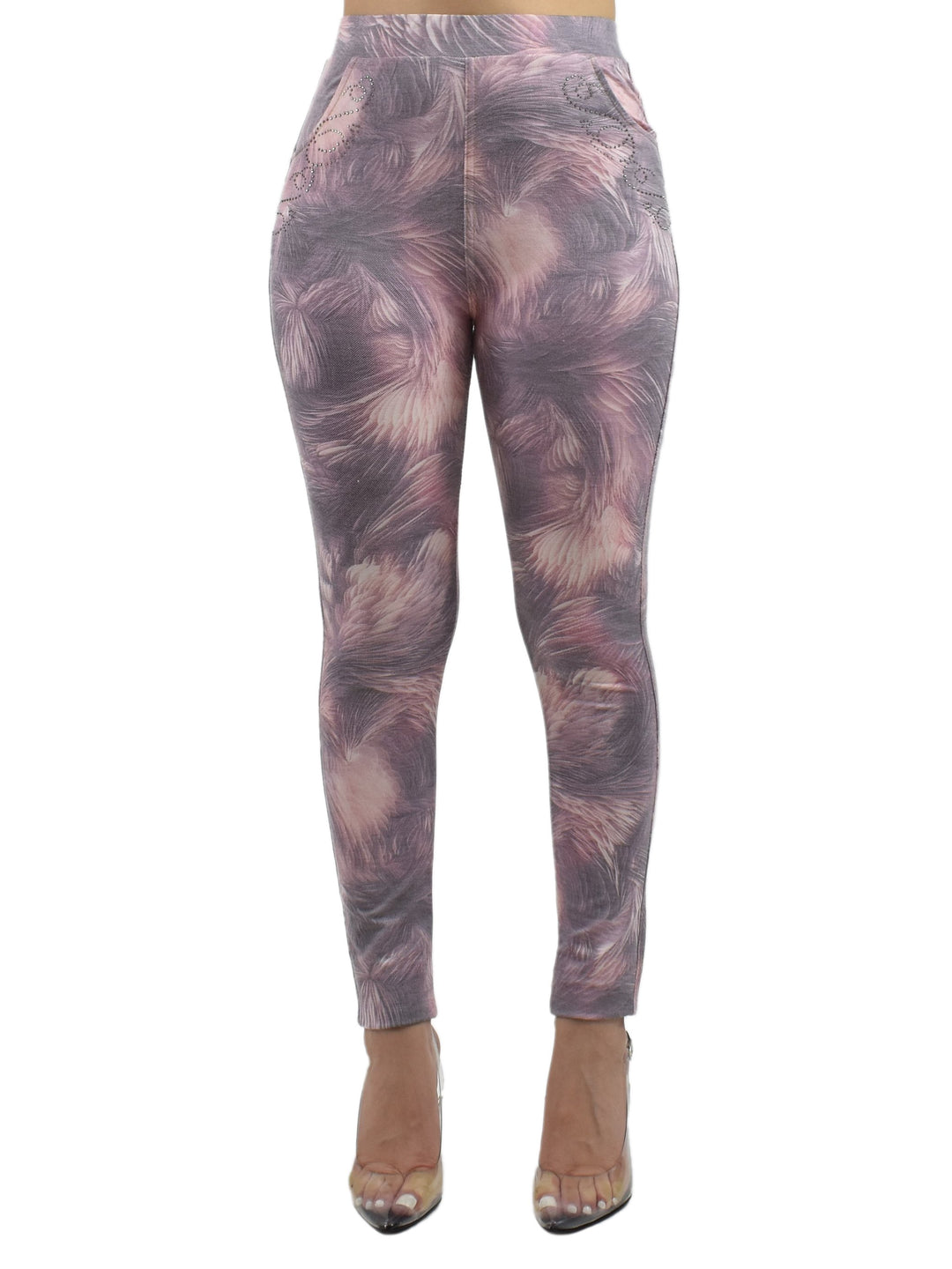 Close-up of Denimaxx Jean Leggings showing realistic stitching details and soft stretch fabric