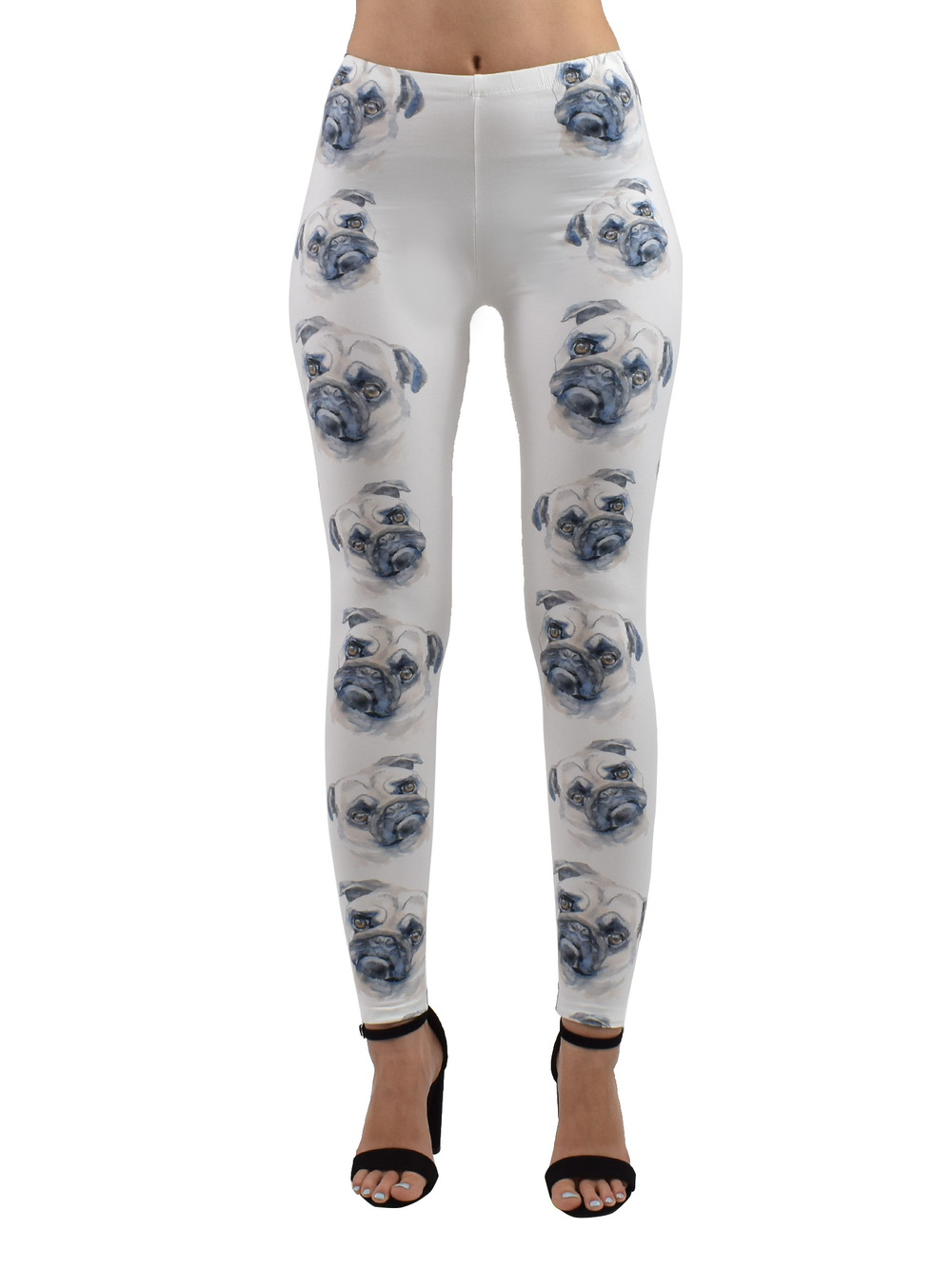 Close-up of pug pattern showing detailed faces on smooth, soft fabric.