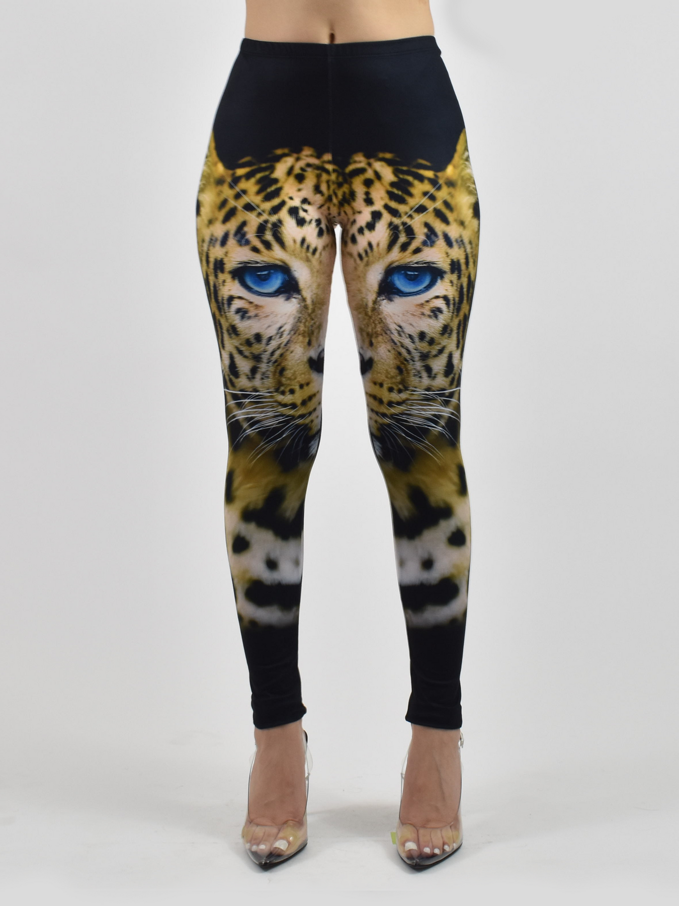 Leopard print yoga gym workout leggings in cream colour - Sophie Dibou