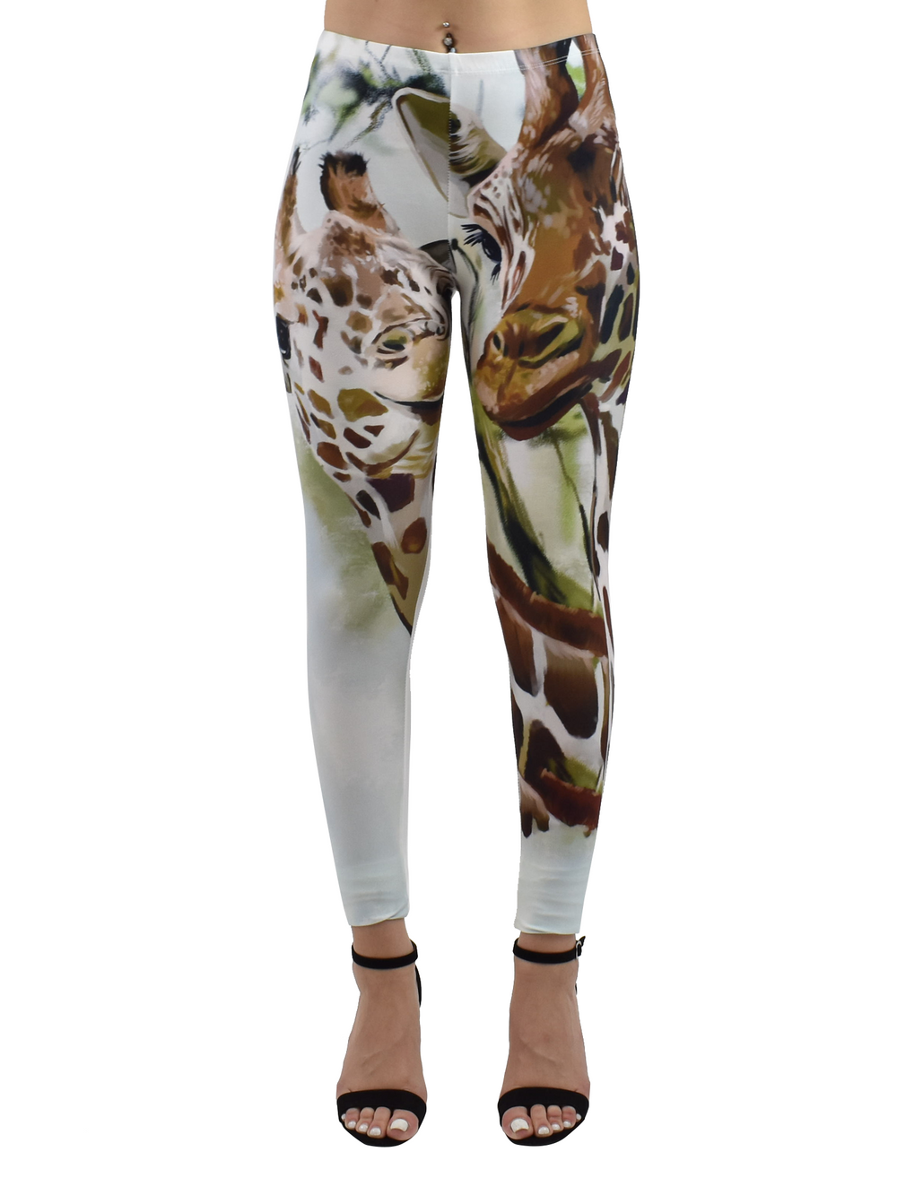 Close-up of giraffe-inspired print showing detailed spots and smooth texture.