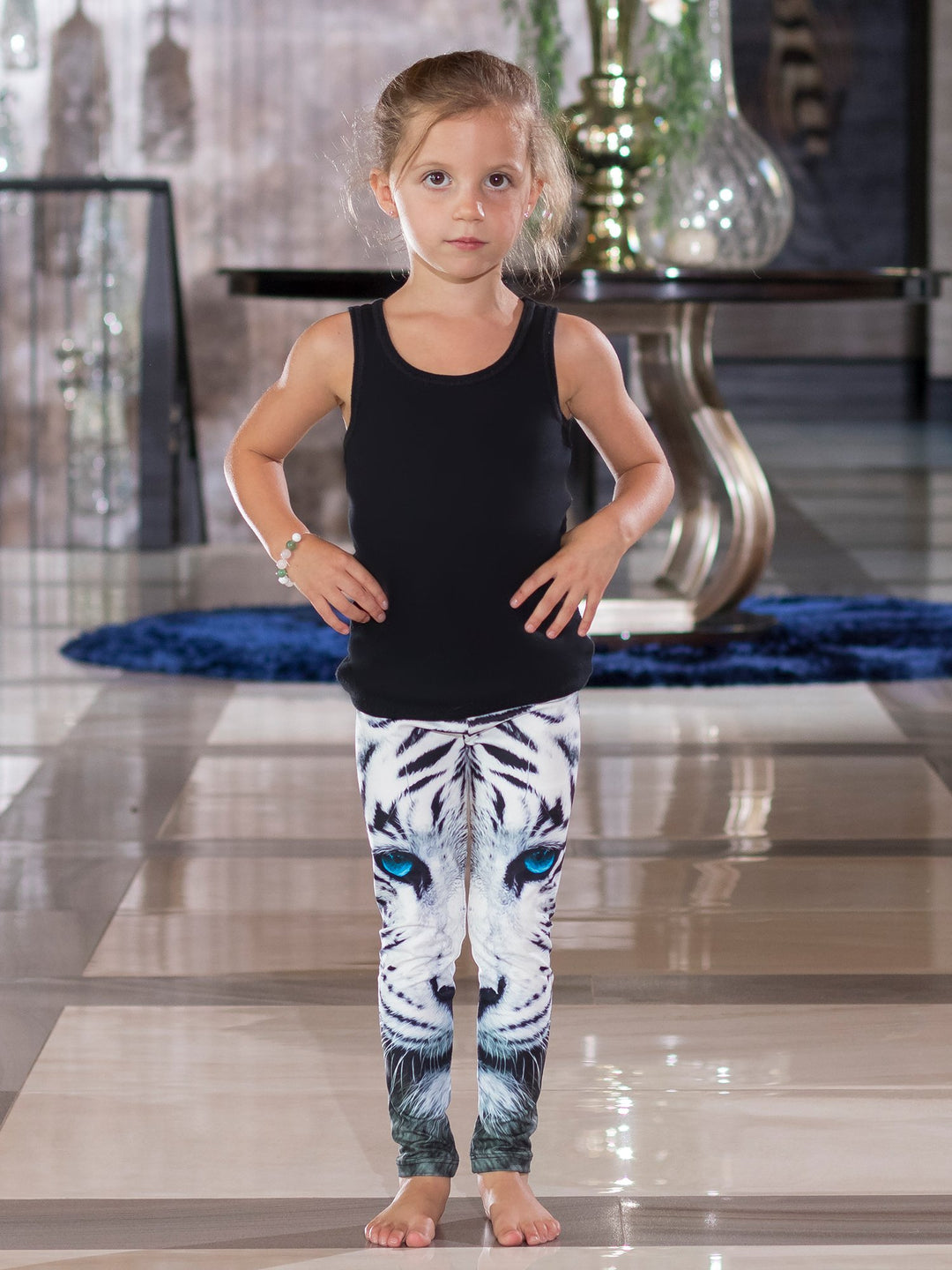 Blue-Eyed Tiger Print - Girls' Athleisure Leggings - Denimaxx