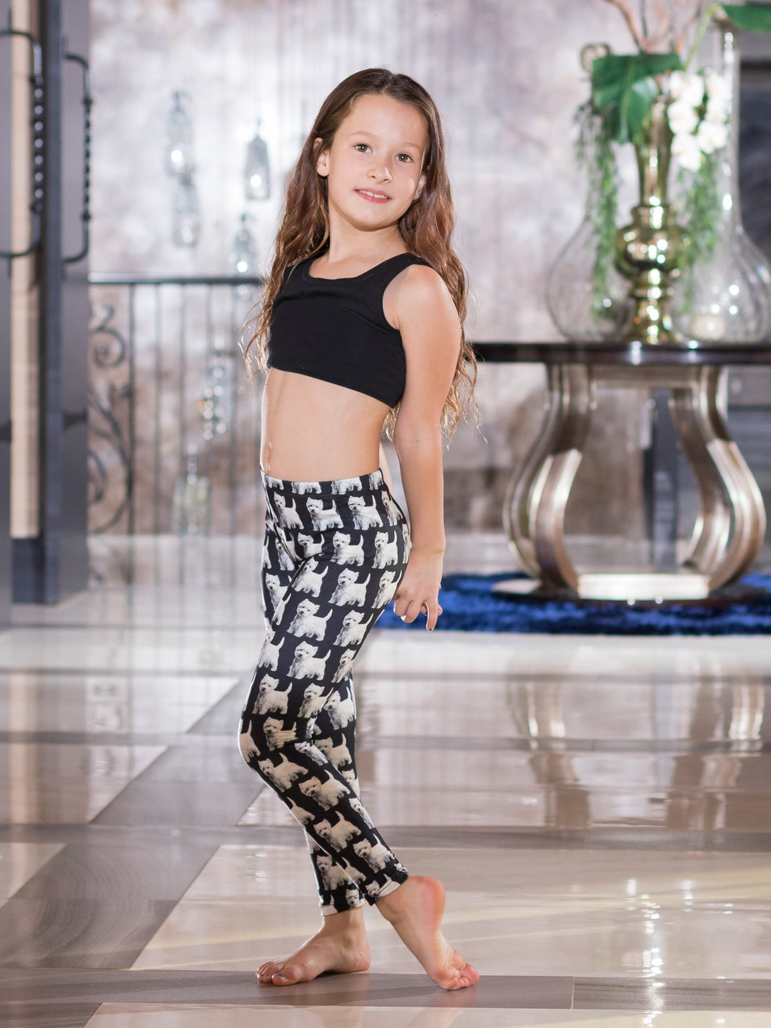 West Highland White Terrier Print - Girls' Active Leggings - Denimaxx