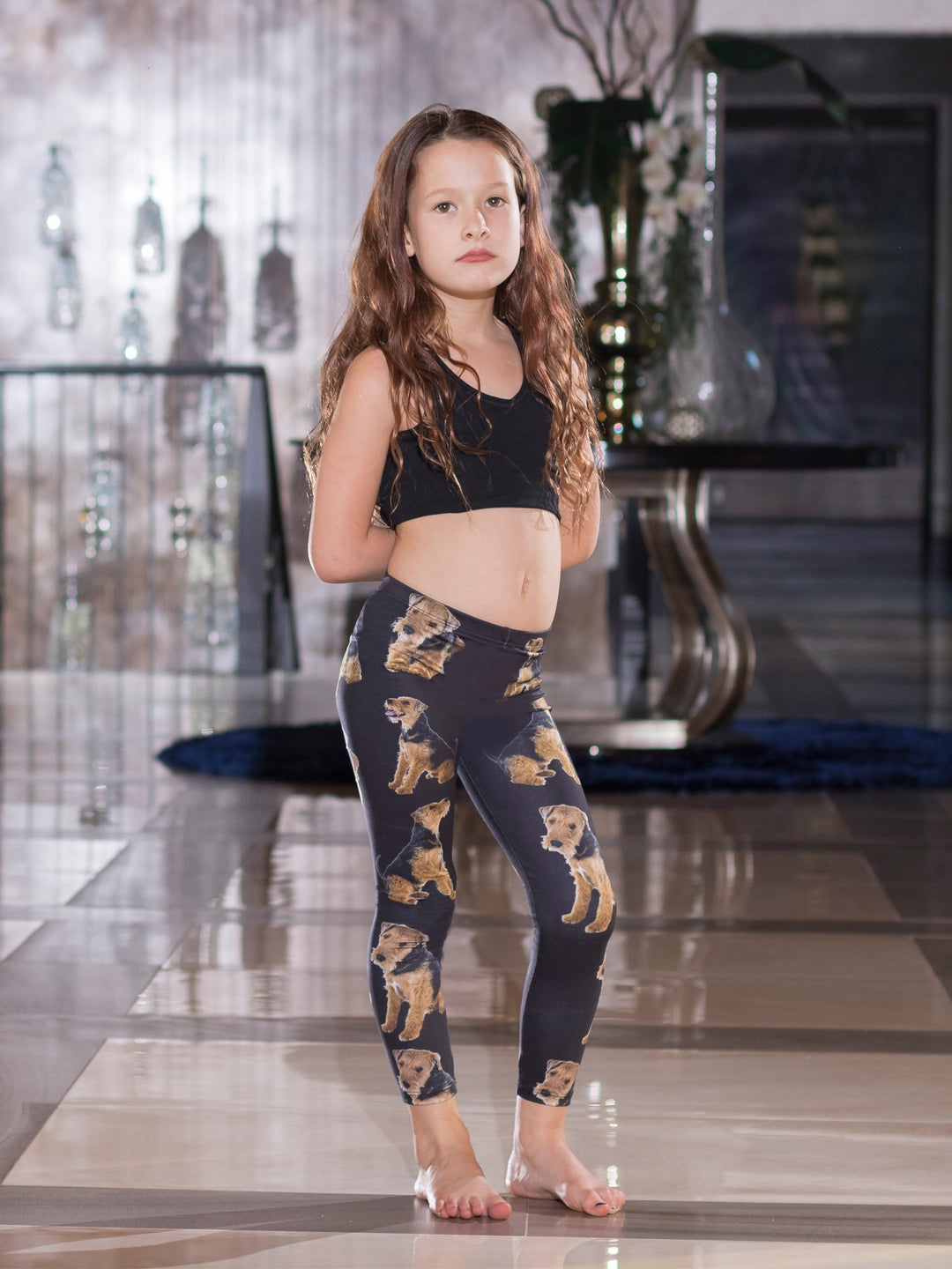 Welsh Terrier Print - Girls' Athleisure Leggings - Denimaxx
